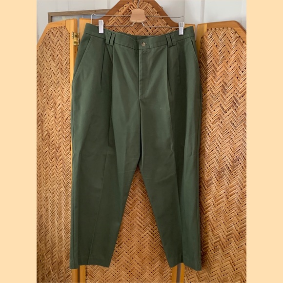 VINTAGE EHL Pleated Olive Pants - Picture 1 of 4